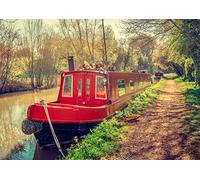 A4| Red Canal Boat Poster Size A4 Narrowboat River Waterway Pretty #16460