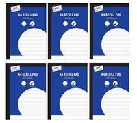 A4 Refill Pad, 100 Lined Sheets, Sidebound Hole Punched Notebook, Pack of 6