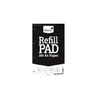 A4 Refill Pad - Plain 80 Sheets Punched, Headbound with 160 Pages, Black Cover - Ideal for Notes, Sketches, and Office Use (Pack of 1)
