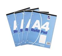 A4 Refill Pads 160 Pages, 4-Hole Punched, top Bound with Ruled Narrow feint & Margin - Pack of 4 Books