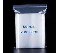 A4 Resealable Plastic Bags - 50 Strong Grip Seal, Transparent Thickening Zip Lock for Kitchen Food Storage, Office Stationery, Snacks, Jewellery (23x33cm)