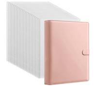 A4 Ring Binder Display Folders, 4 Ring Presentation Binder Folders Storage Book, Document Folder with 20PCS A4 Zipper Binder Pouch Folders, Leather Binder with Zippers Popper for Important Documents-P