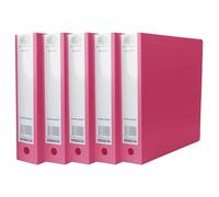 A4 Ring Binder File 2-O Metal Ring Mechanism Folders 65mm Spine, 500 Sheet with Thumb Hole Durable Polypropylene Cover - Document Organisation for Office, School, Home Use (Pack of 5)
