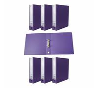 A4 Ring Binder File 2-O Metal Ring Pull Tab Mechanism 65mm Spine Holds 500 Sheets Folder Durable Plastic Cover with Thumb Hole - Document Organiser for Office, School, Home (Pack of 7)