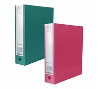 A4 Ring Binder File with 2-O Metal Rings 65mm Spine, Hold 500 Sheet Finger Pull & Thumb Hole Polypropylene Cover Document Folder for Report, Work, Projects (School/College Use, Green & Pink, A4)