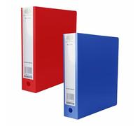 A4 Ring Binder File with 2-O Metal Rings 65mm Spine, Hold 500 Sheet Finger Pull & Thumb Hole Polypropylene Cover Document Folder for Report, Work, Projects (Office Use, Blue & Red, A4)