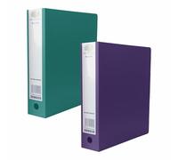 A4 Ring Binder File with 2-O Metal Rings 65mm Spine, Hold 500 Sheet Finger Pull & Thumb Hole Polypropylene Cover Document Folder for Report, Work, Projects (School/College Use, Green & Purple, A4)
