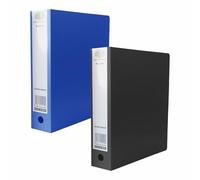 A4 Ring Binder File with 2-O Metal Rings 65mm Spine, Hold 500 Sheet Finger Pull & Thumb Hole Polypropylene Cover Document Folder for Report, Work, Projects (Office Use, Black & Blue, A4)
