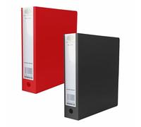A4 Ring Binder File with 2-O Metal Rings 65mm Spine, Hold 500 Sheet Finger Pull & Thumb Hole Polypropylene Cover Document Folder for Report, Work, Projects (Office Use, Black & Red, A4)
