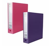 A4 Ring Binder File with 2-O Metal Rings 65mm Spine, Hold 500 Sheet Finger Pull & Thumb Hole Polypropylene Cover Document Folder for Report, Work, Projects (School/College Use, Pink & Purple, A4)