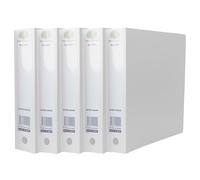 A4 Ring Binder Folder File Large Capacity Holds Up to 500 Sheets 65mm Spine with Finger Pull Ring 2 O-Ring Premium Binder File for Business Document Organisation (Pack of 5, White, A4)