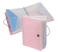 A4 Ring Binder Organiser with 12 Punched Pockets, Expanding File Folder Document Organiser with Dividers, Popper Wallet Folder for Paperwork Storage, School Office Folder (Transparent Pink)