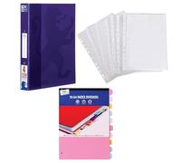 A4 Ring Binder + Punch Pockets + Subject Dividers ( ) A4 Purple Ring Binders 25 mm - Two D-Rings Spine ((100 Pcs) Punched Pockets, 20 - Part Subject Dividers)