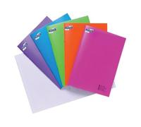 A4 Ruled Pages Notebook 40 Sheets Bright PP Feint - Pack of 10 - Polypropylene Cover Feint 70gsm Paper 30 Micron- Bright Pastel Colours - Multipack Notebook for Students Writing Memos Diary