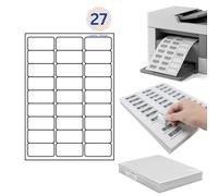 A4 Self Adhesive Address Labels 27 Per Sheet (63.5x29.6mm) - 500 Sheets 13500 Labels Bulk Printable Mailing & Barcode Stickers for Inkjet & Laser Printers Label Paper for Office & Warehouse.