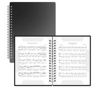 A4 Sheet Music Folder, 20 Page A4 Music Binder, Writable & Glare-Free Music Holder, Spiral Lay-Flat Choir Folder for Piano, Orchestra, Band & Performance, Black