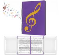 A4 Sheet Music Folder Choir Folders 40Pockets Waterproof Musical Scoresheet Music Sheet Holder Allow Annotations Spiral-Bound 4-Page Continuous Display Music Folder for Musicians Band Painting-Purple