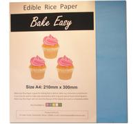 A4 Sheets of BakeEasy Quality Coloured Edible Wafer Paper for Cake Decorating- Choose Your Colour and Quantity (12, Blue)