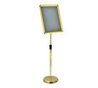 A4 Sign Holder Adjustable Poster Stand Interchangeable Advertising Stand Floor Display with Stable Base A3 Gold Rounded-corner style
