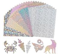 A4 Silver Mixed Pattern Mirror Cardstock Paper, 25 Sheets 5 Patterns 250gsm/92lb Metallic Reflective Paper for Crafts DIY Projects Card Making Party Decoration UAP19MXSR25B