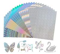 A4 Silver Mixed Pattern Mirror Cardstock Paper, 25 Sheets 5 Patterns 250gsm/92lb Metallic Reflective Paper for Crafts DIY Projects Card Making Party Decoration UAP19MXSR25A