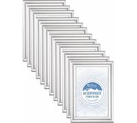 A4 Silver Photo Frame Glass Front Picture Frames Certificate Frame Portrait Landscape Wall Mountable or Tabletop Modern Frame Picture Display Art Gallery Home Office Wall Decor (Pack of 12)