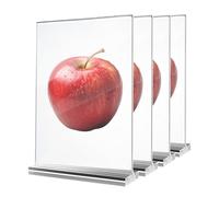 A4 Size Acrylic Sign Holder,4 Pack Double Sided Display Clear Tabletop Plastic Sign Holder, for Wedding Reception, Menu, Party Decoration, Picture Frames，Restaurant, Office, Exhibition, Store