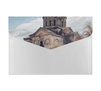 A4 Size Expanding File Folder with 6 Pockets, Waterproof PP Material, Armenian Church Accordion File Folder Portable Document Organizer for Office Travel