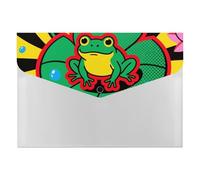 A4 Size Expanding File Folder with 6 Pockets, Waterproof PP Material, Art Frog Lotus Accordion File Folder Portable Document Organizer for Office Travel