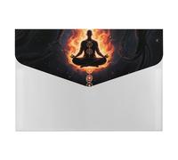A4 Size Expanding File Folder with 6 Pockets, Waterproof PP Material, Blacklight Seven Chakra Yoga Meditation Accordion File Folder Portable Document Organizer for Office Travel