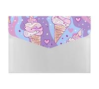 A4 Size Expanding File Folder with 6 Pockets, Waterproof PP Material, Light Purple Ice Cream Accordion File Folder Portable Document Organizer for Office Travel