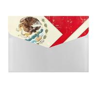 A4 Size Expanding File Folder with 6 Pockets, Waterproof PP Material, Mexican American Flag Accordion File Folder Portable Document Organizer for Office Travel