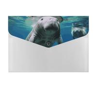 A4 Size Expanding File Folder with 6 Pockets, Waterproof PP Material, Ocean Animal Manatee Accordion File Folder Portable Document Organizer for Office Travel
