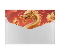 A4 Size Expanding File Folder with 6 Pockets, Waterproof PP Material, Oriental Dragon Orb Accordion File Folder Portable Document Organizer for Office Travel