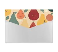 A4 Size Expanding File Folder with 6 Pockets, Waterproof PP Material, Pears of Different Shapes Accordion File Folder Portable Document Organizer for Office Travel