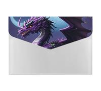 A4 Size Expanding File Folder with 6 Pockets, Waterproof PP Material, Purple Dragon Purple Moon Accordion File Folder Portable Document Organizer for Office Travel