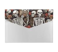 A4 Size Expanding File Folder with 6 Pockets, Waterproof PP Material, Skeletons Where Souls Meet Accordion File Folder Portable Document Organizer for Office Travel