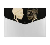 A4 Size Expanding File Folder with 6 Pockets, Waterproof PP Material, Skeletons with Different Faces Accordion File Folder Portable Document Organizer for Office Travel