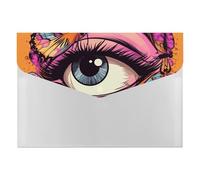 A4 Size Expanding File Folder with 6 Pockets, Waterproof PP Material, Some Butterflies Around Eyes Accordion File Folder Portable Document Organizer for Office Travel