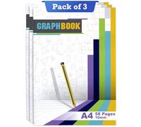 A4 Size Graph Books/Pads | Pack of 3 (56 Pages each) | Soft Cover | Numbered Pages, Ruled Margins | Graph Paper with 1 cm Squares | Graph Book for Maths, Science, Engineering & Graph-based Assignments