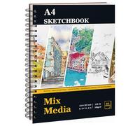 A4 Sketch Book, Mixed Media Sketchbook 60 Sheets / 120 Pages, 160GSM, Spiral Artist Sketch Pad for Sketching Drawing, Pastel, Acrylic, Craft