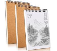 A4 Sketchbook for Artists (Pack of 3) - 120 GSM Thick Paper, 60 Pages (30 Sheets), 500 GSM Hard Cover, Top Spiral Bound - Ideal for Drawing, Sketching, Journaling, Painting