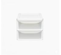 A4 Small Plastic Storage Drawers Unit, Compact Vertical Organizer with Drawers, Durable Plastic Drawers Storage and Organization for Home, Office, Crafts & Household Use (White/Clear, 2-Tier)