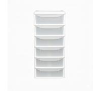 A4 Small Plastic Storage Drawers Unit, Compact Vertical Organizer with Drawers, Durable Plastic Drawers Storage and Organization for Home, Office, Crafts & Household Use (White/Clear, 6-Tier)