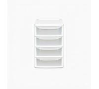 A4 Small Plastic Storage Drawers Unit, Compact Vertical Organizer with Drawers, Durable Plastic Drawers Storage and Organization for Home, Office, Crafts & Household Use (White/Clear, 4-Tier)