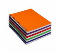 A4 Spiral Notebook 5 Pack - Twin Wire Bound Ruled Writing Pads, 140 Lined Pages, Durable Cardboard Cover, MultiColour A4 Notebooks for School, College, Office, Study, Revision, Coursework & Home Use