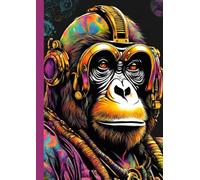 A4 Steam Punked Notebook - Multi Coloured Gorilla diver on Black: lined paper 106 pages