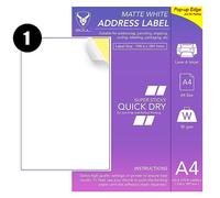 A4 Sticker Paper for Printer - 100 Sheets White Matte Self-Adhesive Address Labels | 1 Label Per Sheet | Printable Sticker Paper for Printing