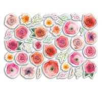 A4 Sticker Sheet Flowers Vinyl Stickers - Pink Red Floral Roses Watercolour Girls Women Friend Scrapbooking Wheelie Bins Decal #81463