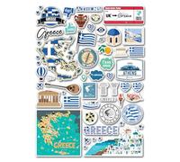 A4 Sticker Sheet Greece Landmarks Vinyl Stickers - Gr thens City Map Languages Flag Travel Holiday Culture School Scrapbook #83378